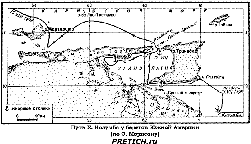 Путь Колумба у берегов Южной Америки