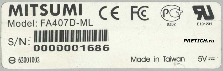 Mitsumi FA407D-ML этикетка кардридера
